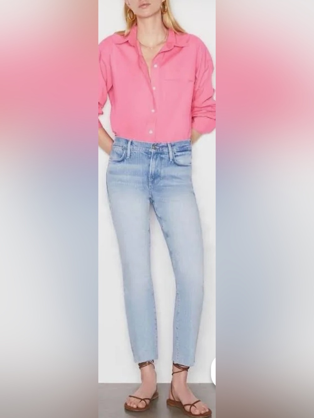 Frame Le High Straight light wash size 28